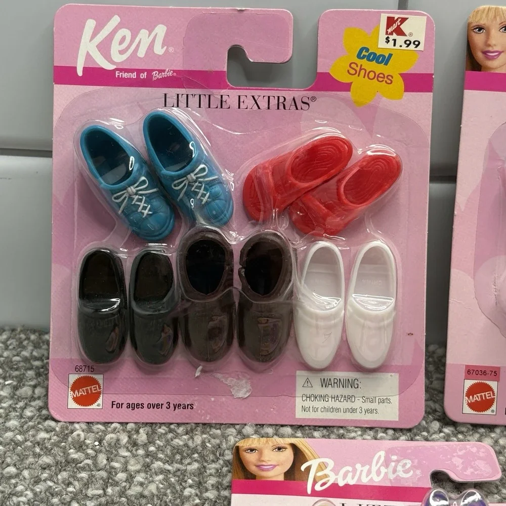 Barbie Ken Doll Shoes Little Extras 3 NIP Sets‎ VTG 1999 2001 Heels And Flats